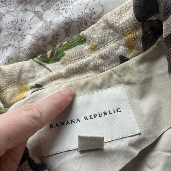 Banana Republic Y2K Linen Floral Blazer 8 Safari Goblincore Fairy Cottagecore - Picture 7 of 13